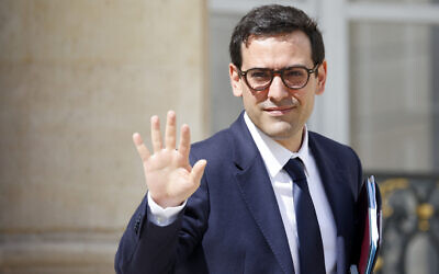 France's Minister for Foreign and European Affairs Stephane Sejourne leaves the weekly cabinet meeting at the presidential Elysee Palace in Paris, on May 21, 2024. (Ludovic MARIN / AFP)