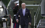 US President Joe Biden arrives at Delaware Air National Guard Base in New Castle, Delaware, May 3, 2024. (AP Photo/Manuel Balce Ceneta)