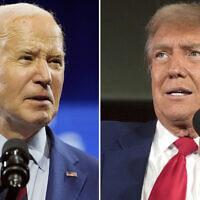 In this combination photo, US President Joe Biden speaks May 2, 2024, in Wilmington, North Carolina, left, and Republican presidential candidate former president Donald Trump speaks at a campaign rally, May 1, 2024, in Waukesha, Wisconsin. (AP Photo)
