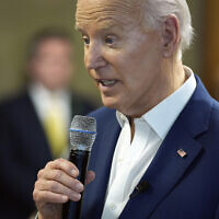 President Joe Biden meets with campaign volunteers at the Dr. John Bryant Community Center, Wednesday, May 8, 2024, in Racine, Wis. (AP Photo/Evan Vucci)