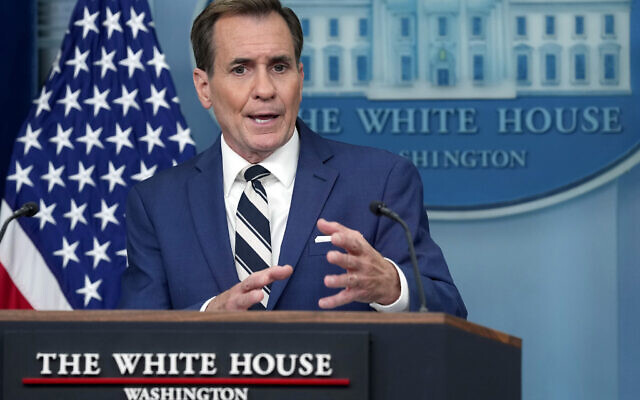 White House national security communications adviser John Kirby speaks during the daily briefing at the White House in Washington, May 17, 2024. (AP Photo/ Susan Walsh)