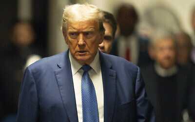 Former US president Donald Trump appears at Manhattan criminal court in New York, May 20, 2024. (Steven Hirsch/ New York Post via AP, Pool)