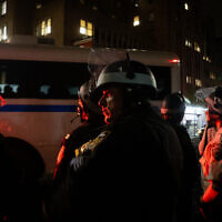 Police outside Columbia University, April 30, 2024. (Luke Tress via JTA)