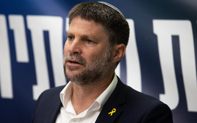 Finance Minister Bezalel Smotrich leads a Religious Zionism faction meeting at the Knesset in Jerusalem, April 30, 2024. (Oren Ben Hakoon/Flash90)