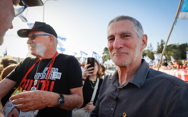 Former IDF general and former Meretz MK Yair Golan attended a protest outside of Jerusalem on May 4, 2024 (Photo by Yossi Zamir/Flash90)