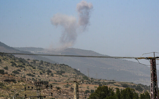 Illustrative. A rocket fired from Lebanon that hit northern Israel, May 20, 2024. (Ayal Margolin/Flash90)