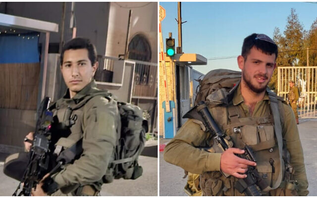 This composite image shows Staff Sgt. Diego Shvisha Harsaj and Staff Sgt. Eliya Hilel the Kfir Brigade's Nahshon Battalion, who were killed in a car-ramming attack outside the West Bank city of Nablus on May 29, 2024. (Israel Defense Forces)
