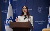 Mandana Dayani speaks at the UN on sexual assault of women on October 7 in New York City, December 4, 2023. (Perry Bindelglass/ NCJW)