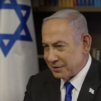 Screen capture from video of Prime Minister Benjamin Netanyahu during an interview with CNBC, May 15, 2024. (YouTube. Used in accordance with Clause 27a of the Copyright Law)