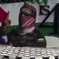 The top of a cake made by a Sydney bakery for a child's birthday party featuring a Hamas spokesman and the Palestinian flag. (Screenshot: X, used in accordance with Clause 27a of the Copyright Law)