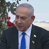 Prime Minister Benjamin Netanyahu is interviewed on the Dr. Phil Primetime show on Merit Street Media from Jerusalem on May 9, 2024. (Screen capture/YouTube)