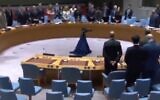 Screen capture from video of the UN Security Council observing a minute of silence over the death in a helicopter crash of Iranian President Ebrahim Raisi, May 20, 2024. (X. Used in accordance with Clause 27a of the Copyright Law)