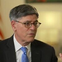US Ambassador Jack Lew speaks in an interview with Channel 12 news broadcast on May 12, 2024. (Screenshot: Channel 12)