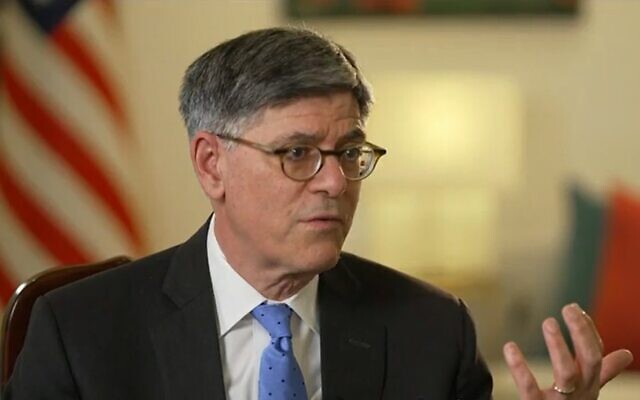 US Ambassador Jack Lew speaks in an interview with Channel 12 news broadcast on May 12, 2024. (Screenshot: Channel 12)