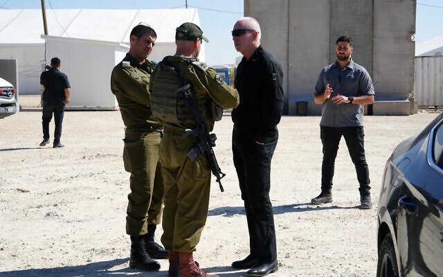 Defense Minister Yoav Gallant on the southern border with the Gaza Strip, May 15, 2024. (Ariel Hermoni/Defense Ministry)