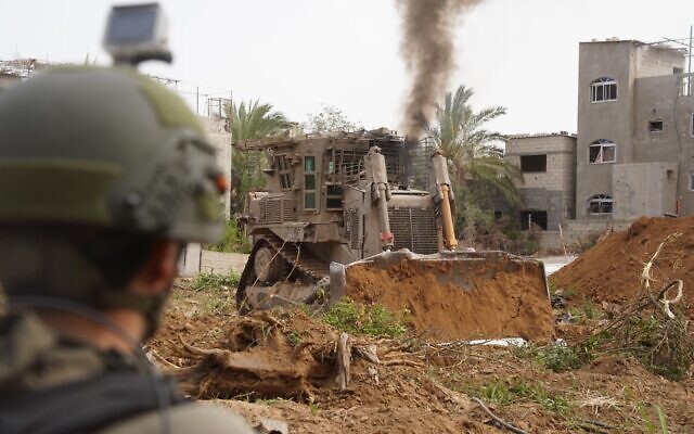 Troops of the 99th Division operate in Gaza City's Zeitoun neighborhood, in a handout image published May 17, 2024. (Israel Defense Forces)