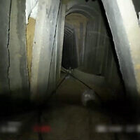 This image from video released by the IDF on June 5, 2024, shows a Hamas smuggling tunnel in southern Gaza's Rafah. (Israel Defense Forces)