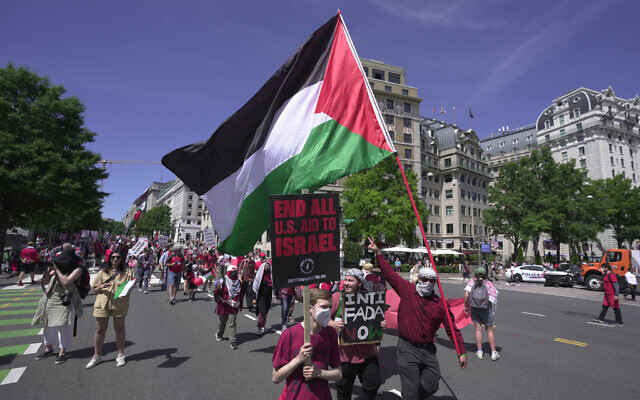 Anti-Israel protesters demonstrate near the White House in Washington, June 8, 2024. (AP Photo/Manuel Balce Ceneta)