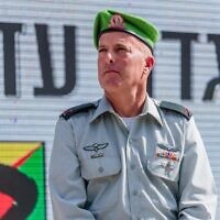 Brig. Gen. Avi Rosenfeld, the commander of the Gaza Division during a handover ceremony in August 2022. (Israel Defense Forces)