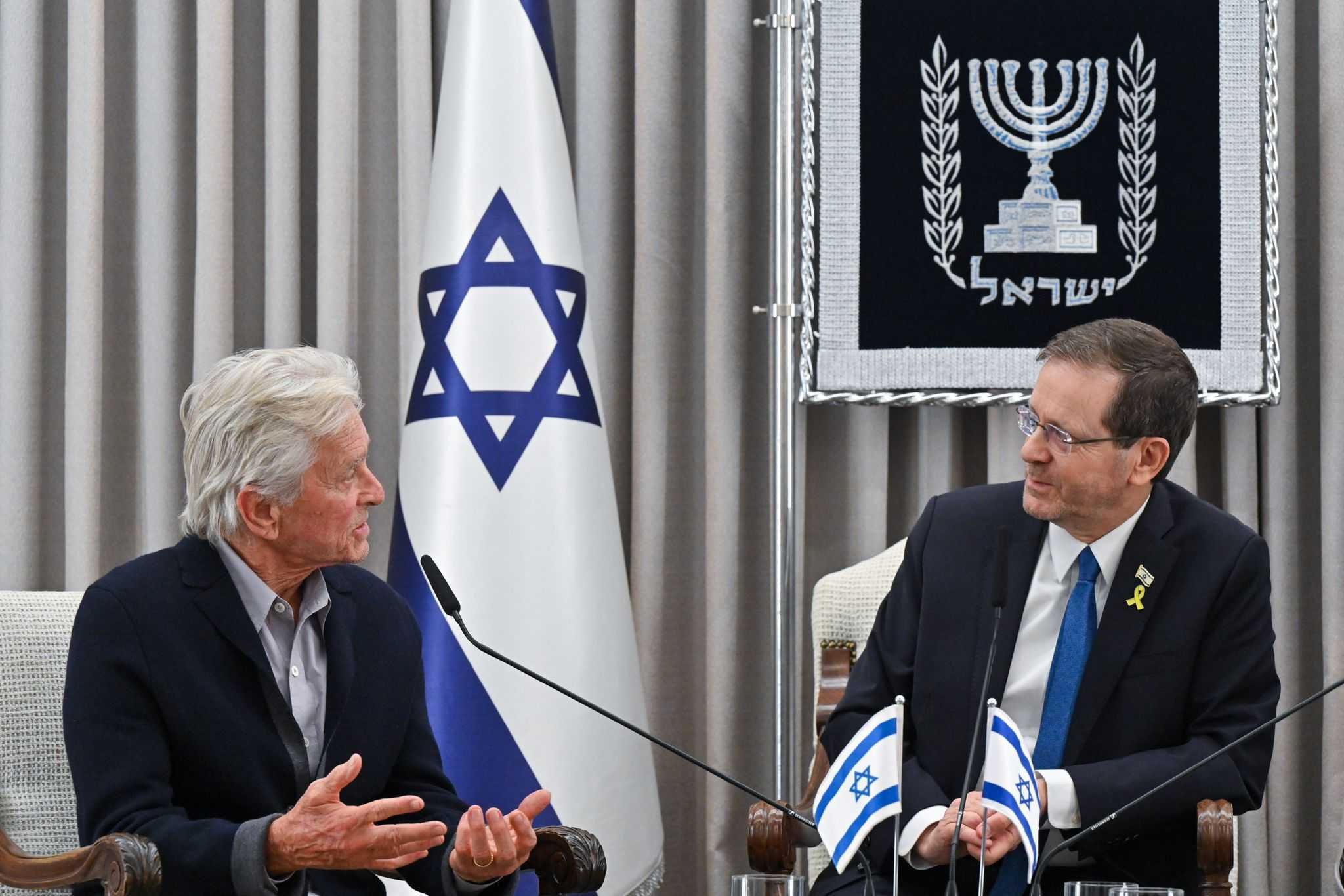 Visiting actor Michael Douglas tells Herzog: 'We're happy to be here in  support of Israel' | The Times of Israel