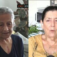 A composite image showing Tamar Metzger (left) and Osnat Peri in interviews, on June 4, 2024. (Kan/Channel 12 screenshots: used in accordance with Clause 27a of the Copyright Law)