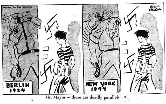 A 1944 cartoon from the NYC newspaper 'PM' (provided by Rafael Medoff)
