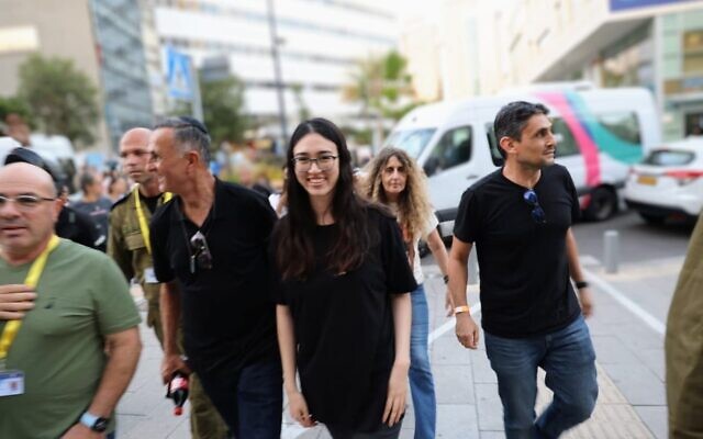 Hours after she was rescued from Hamas captivity in Gaza, Noa Argamani arrives at Tel Aviv's Ichilov Hospital to be reunited with her mother Liora who has terminal cancer, June 8, 2024 (Ichilov Hospital)